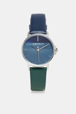 Esprit Stainlesssteel watch with a twotone leather strap at our