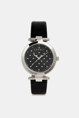 Esprit Stainless Steel Watch With Zirconia And Leather Strap At Our Online Shop