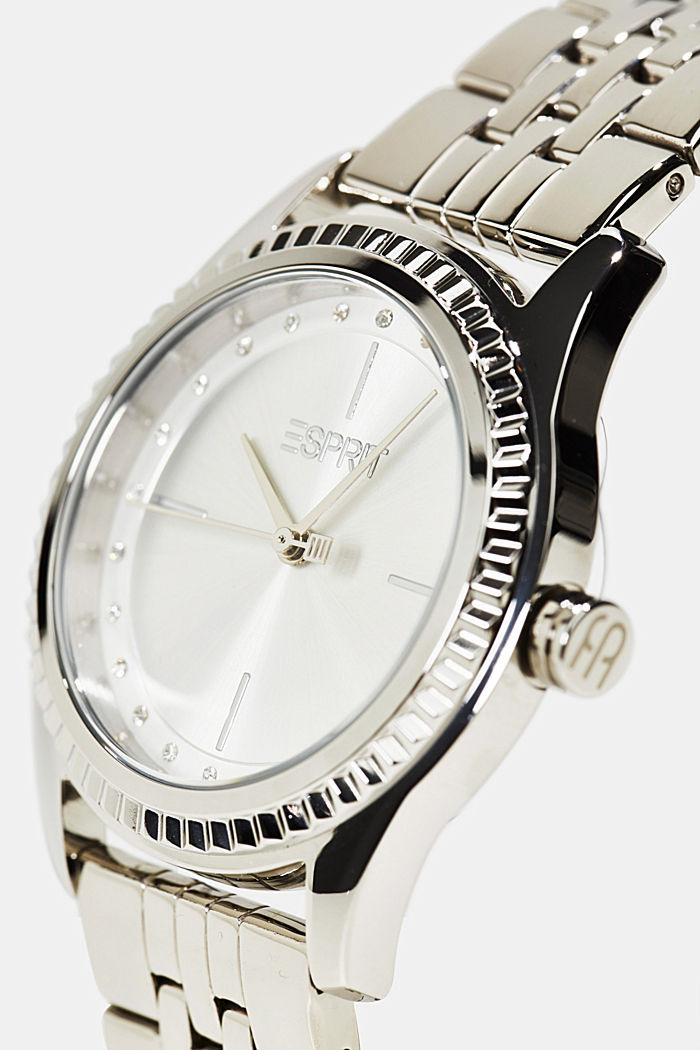 Zegarek ze stali szlachetnej wysadzany cyrkoniami, SILVER, detail image number 1