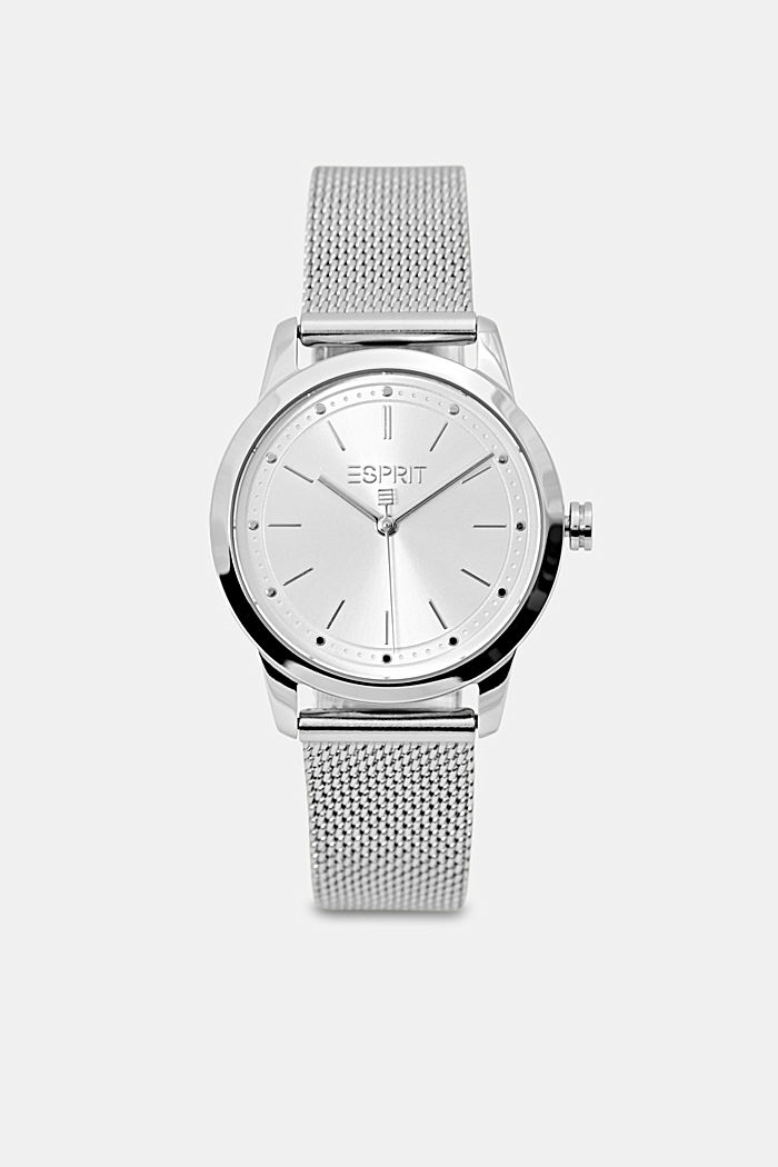Stainless steel watch with a mesh strap