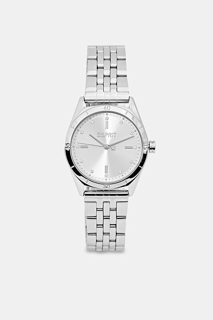 Stainless steel watch with a link bracelet and zirconia