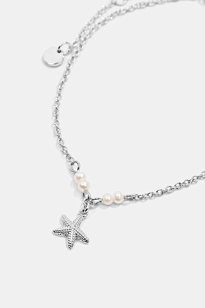 Łańcuszek na kostkę z rozgwiazdą i perełkami, SILVER, detail image number 1