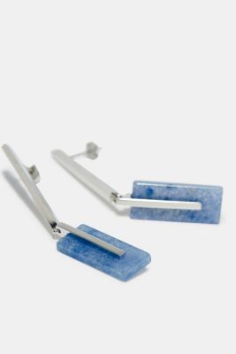 Esprit Long stud earrings with an artificial delicate blue gemstone