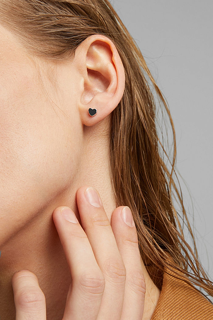 Hartvormige oorstekers, van sterlingzilver, SILVER, detail image number 2