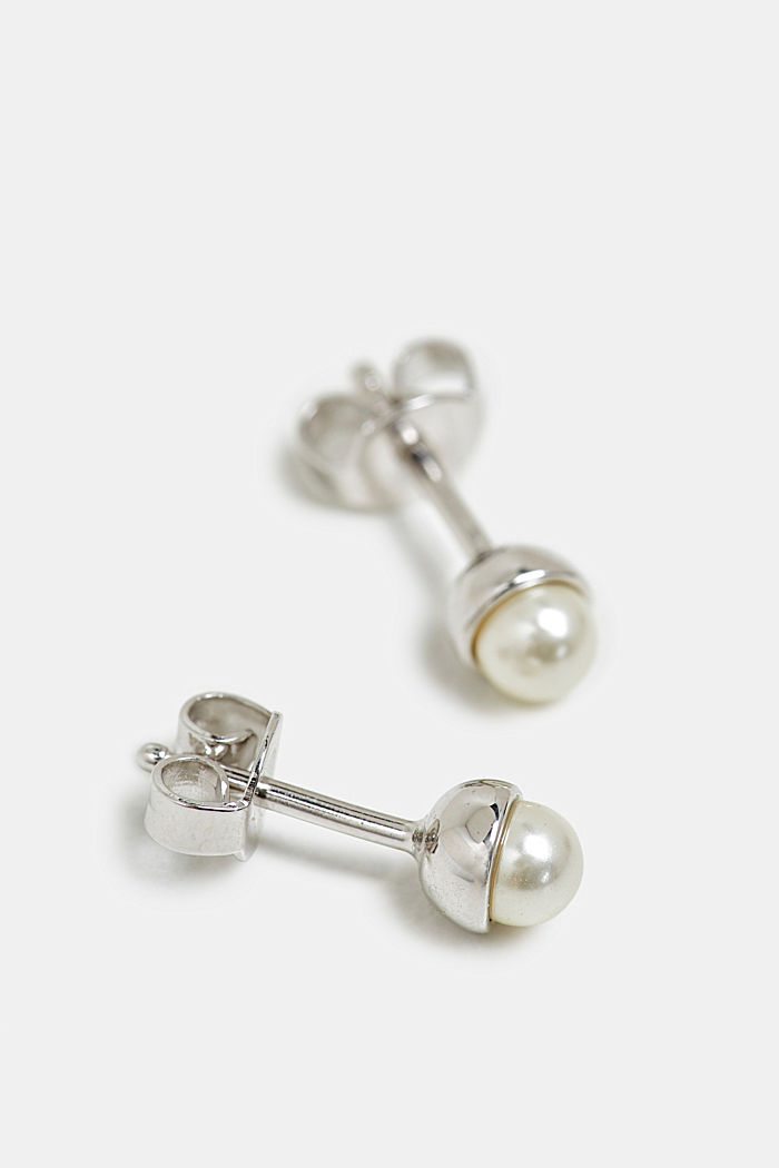 Kolczyki wkrętki z perłą, srebro wysokiej próby, SILVER, detail image number 0