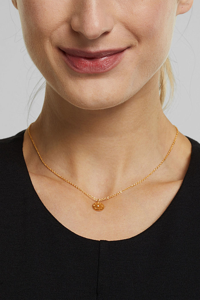 With a diamond: gold-coloured necklace made of sterling silver