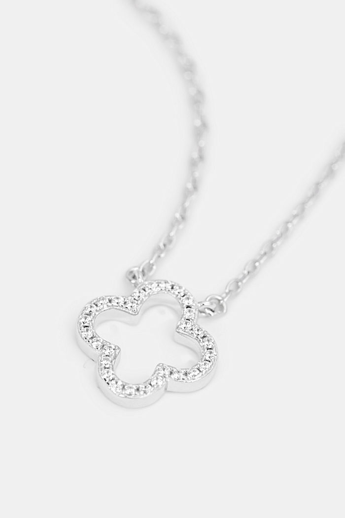 Necklace with zirconia pendant, sterling silver