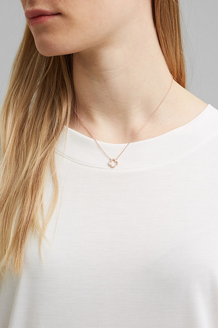 Necklace with zirconia pendant, sterling silver