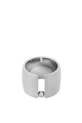 Licences Bague tendance en acier inoxydable sertie de zircone