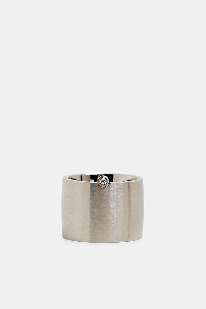 Statement-ring med zirkon, i rostfritt stål