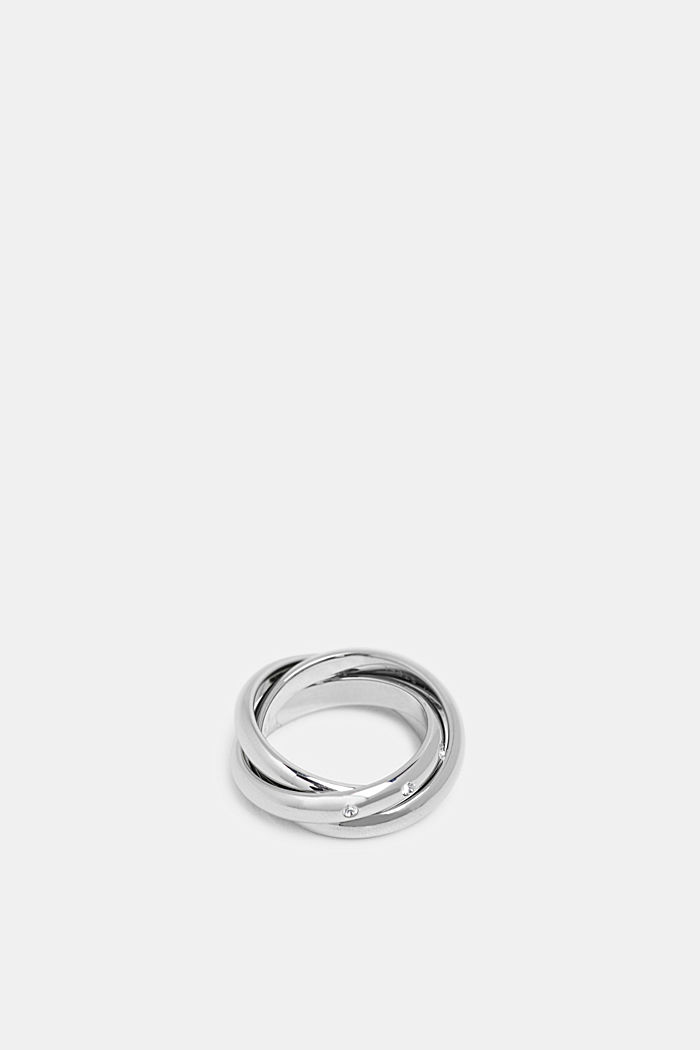 Trojdílný prsten se zirkony, nerezová ocel