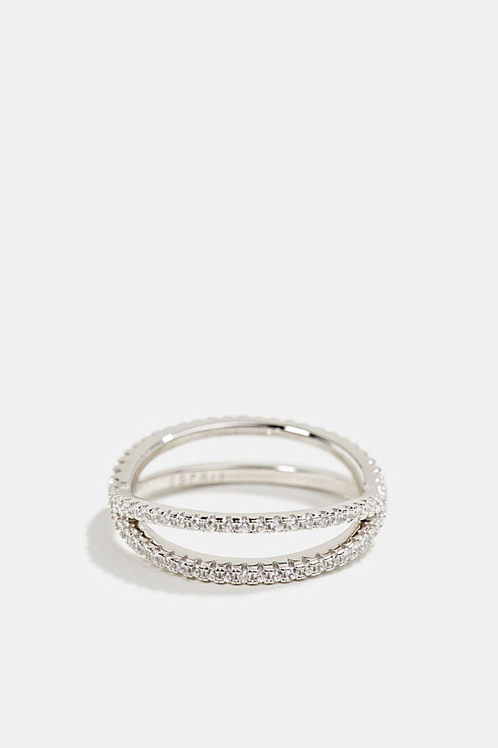 Pěkně tvarovaný prsten, sterlingové stříbro se zirkony