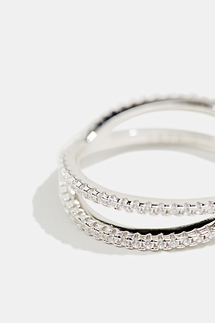 Pěkně tvarovaný prsten, sterlingové stříbro se zirkony