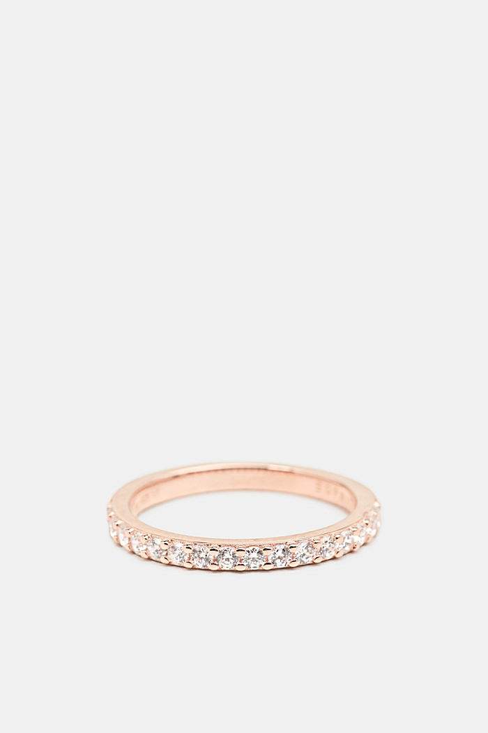 Rose gold ring with zirconia, made of silver