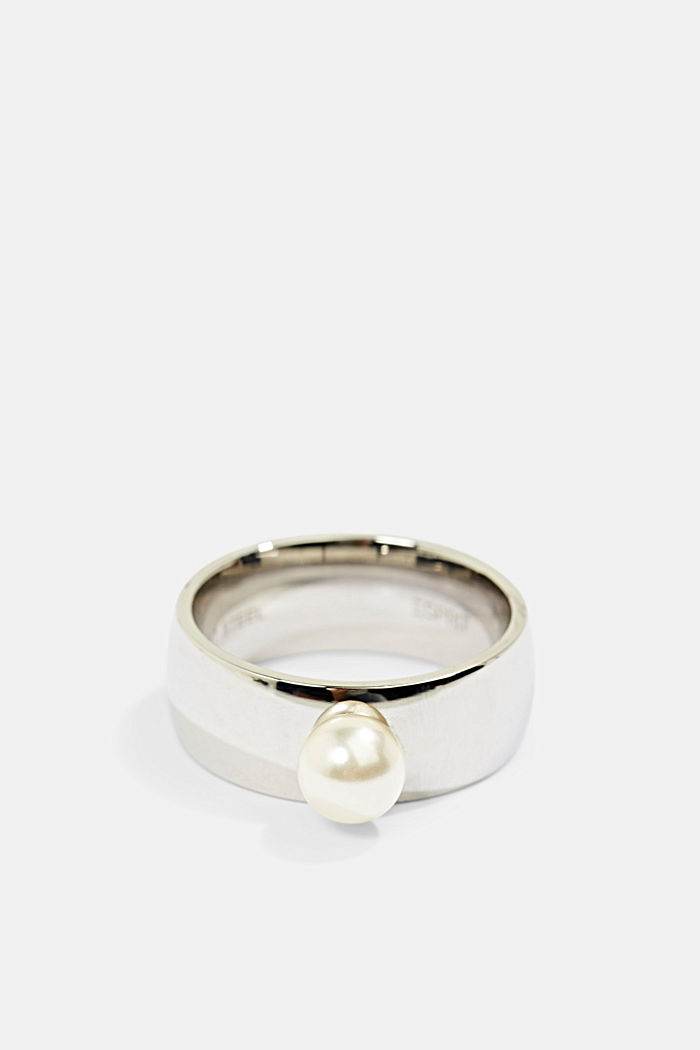 Edelstahl-Ring mit Perle