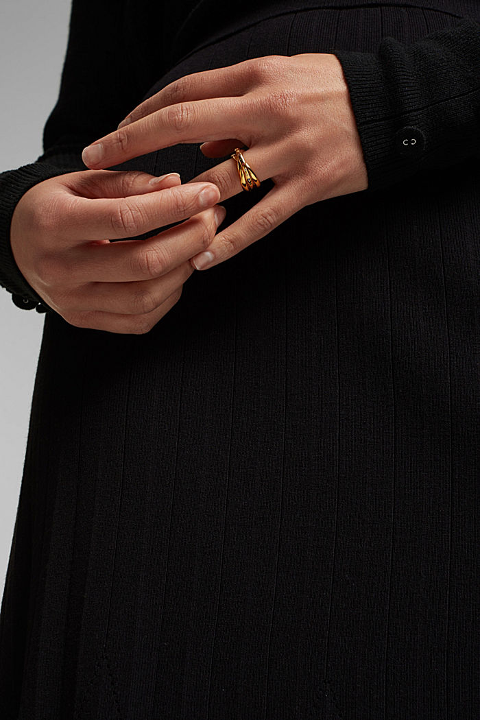 Driedelige ring met kleurrijke zirkonia, sterlingzilver, GOLD, detail image number 2