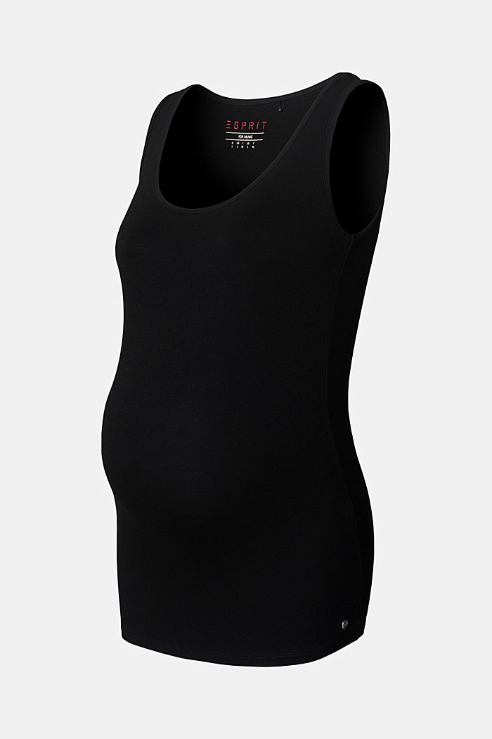 Stretch cotton vest, BLACK, detail image number 2