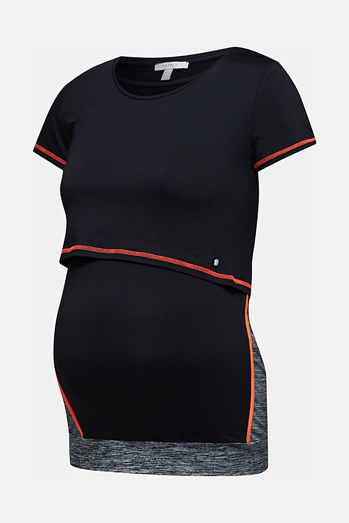 Layered top in a colour block look, BLACK, detail image number 0
