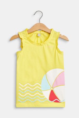 Tank-Top mit Print und Rüschen, 100% Baumwolle