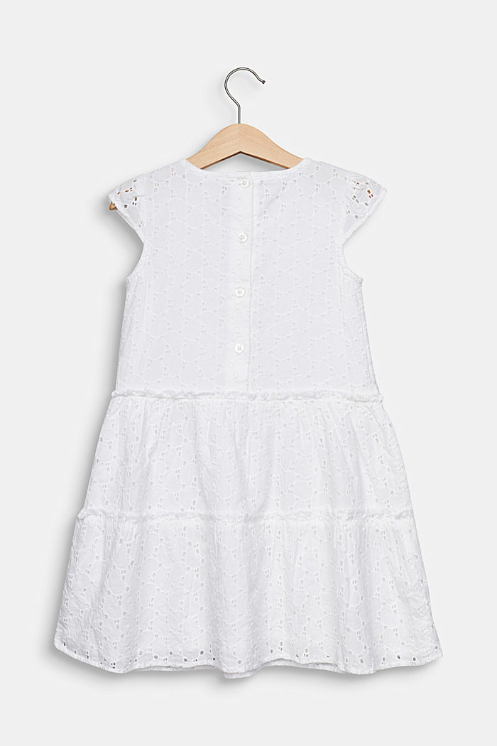 Kleid mit Lochstickerei, 100% Baumwolle, WHITE, detail image number 1